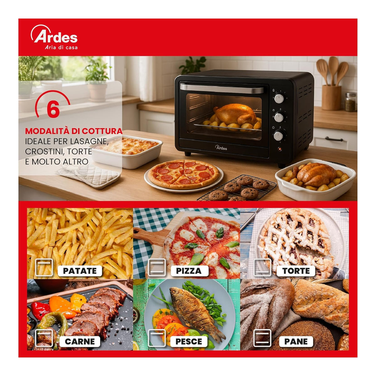 ARDES AR6264PB FORNETTO ELETTRICO VENTILATO 64 LT NERO