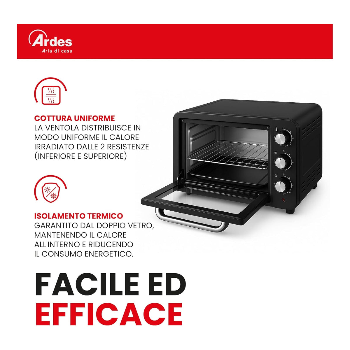 ARDES AR6264PB FORNETTO ELETTRICO VENTILATO 64 LT NERO