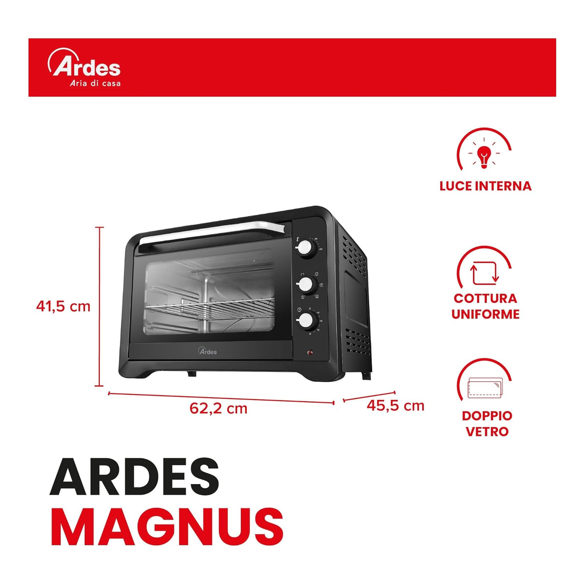 ARDES AR6264PB FORNETTO ELETTRICO VENTILATO 64 LT NERO