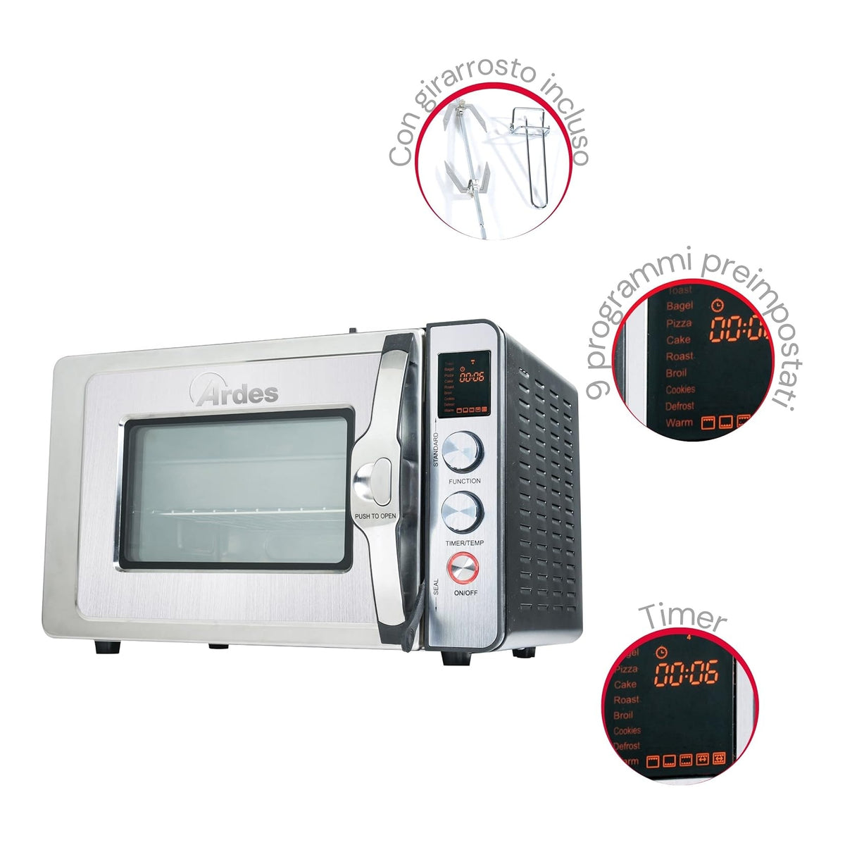 Ardes Carlomagno Fornetto a pressione 30 Lt, Girarrosto - AR6430PR