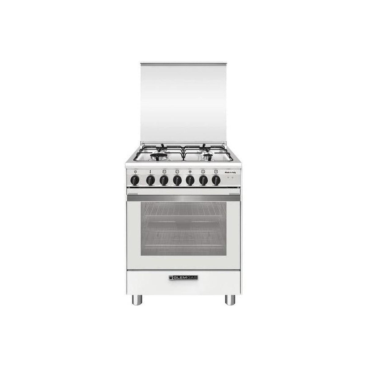 Glem Gas SA664MWH6 Cucina a Gas 60x60Cm 4 Fuochi, Forno Elettrico, Colore Bianco
