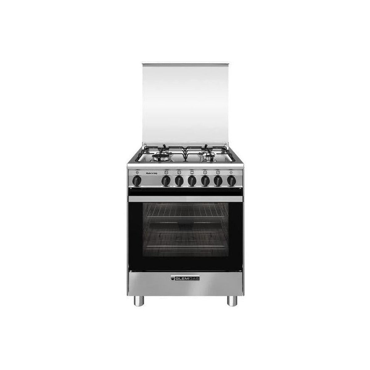 Glem Gas SA664VI Cucina a Gas 60x60Cm 4 Fuochi, Forno a Gas, Colore Inox