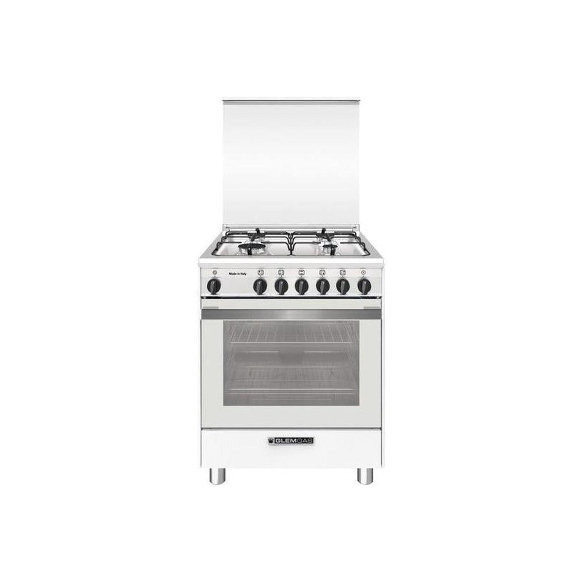 Glem Gas SA664VWH Cucina a Gas 60x60Cm 4 Fuochi, Forno a Gas, Colore Bianca