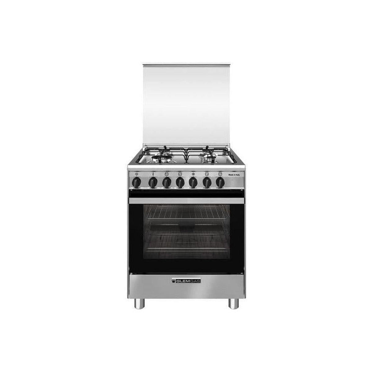 Glem Gas SA66TMI Cucina a Gas 60x60Cm 4 Fuochi, Forno Elettrico, Colore Inox
