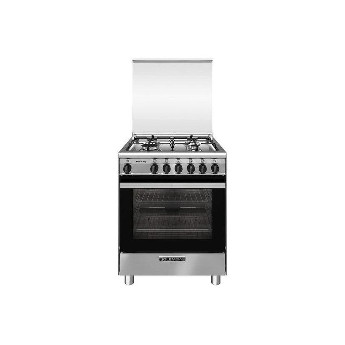 Glem Gas SA66TVI Cucina a Gas 60x60Cm 4 Fuochi, Forno a Gas, Colore Inox