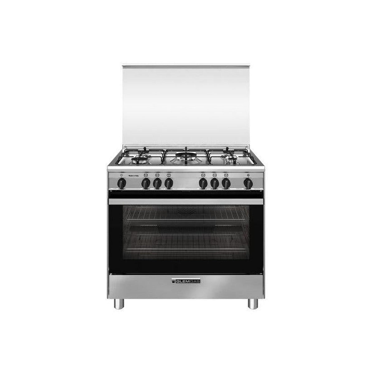 Glem Gas SA965VI Cucina a Gas 90x60Cm 5 Fuochi, Forno a Gas, Colore Inox