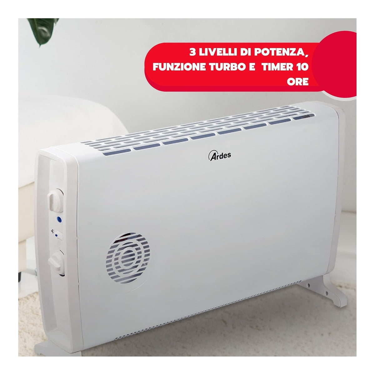 ARDES SMOOTHY TIME TERMOCONVETTORE ELETTRICO 2000W 3 LIVELLI DI POTENZA - AR4C05T