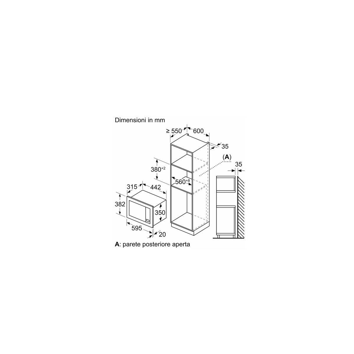BOSCH BFL623MB4 Forno a Microonde da Incasso, 20Lt, Nero