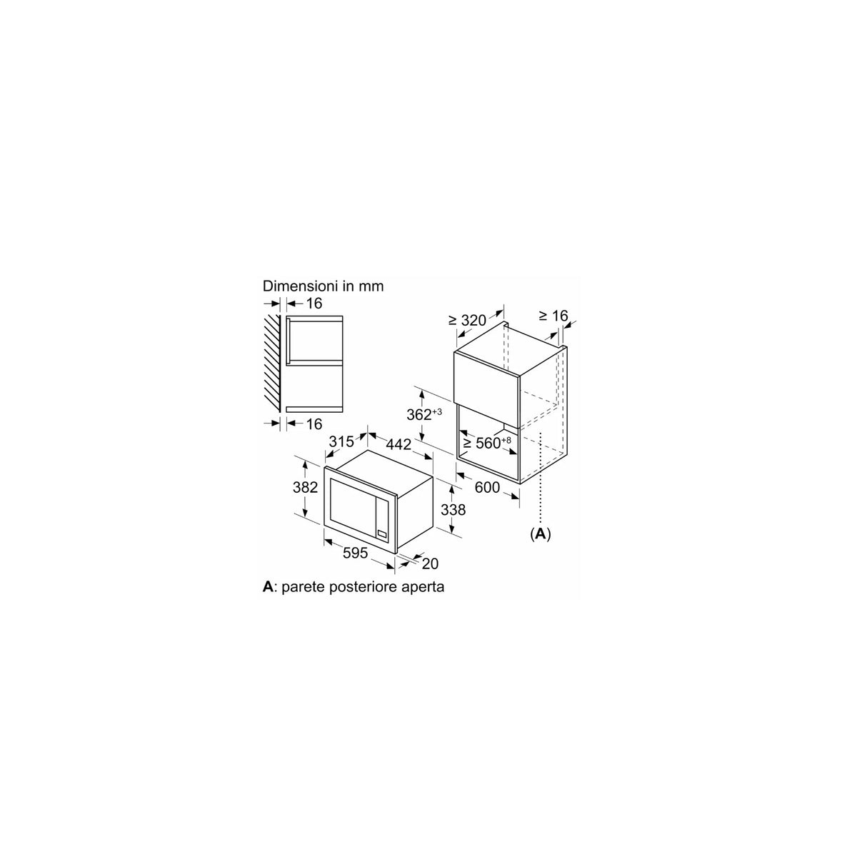 BOSCH BFL623MB4 Forno a Microonde da Incasso, 20Lt, Nero