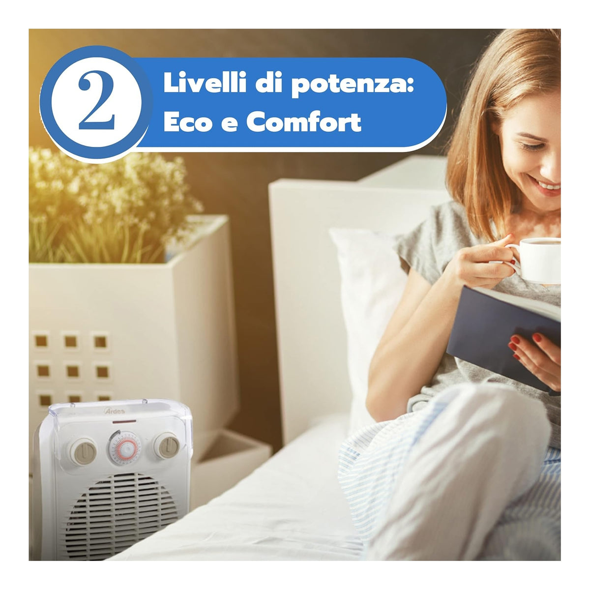 ARDES AR4F10TI TERMOVENTILATORE ELETTRICO 1000/2000W CON VENTILAZIONE ESTIVA