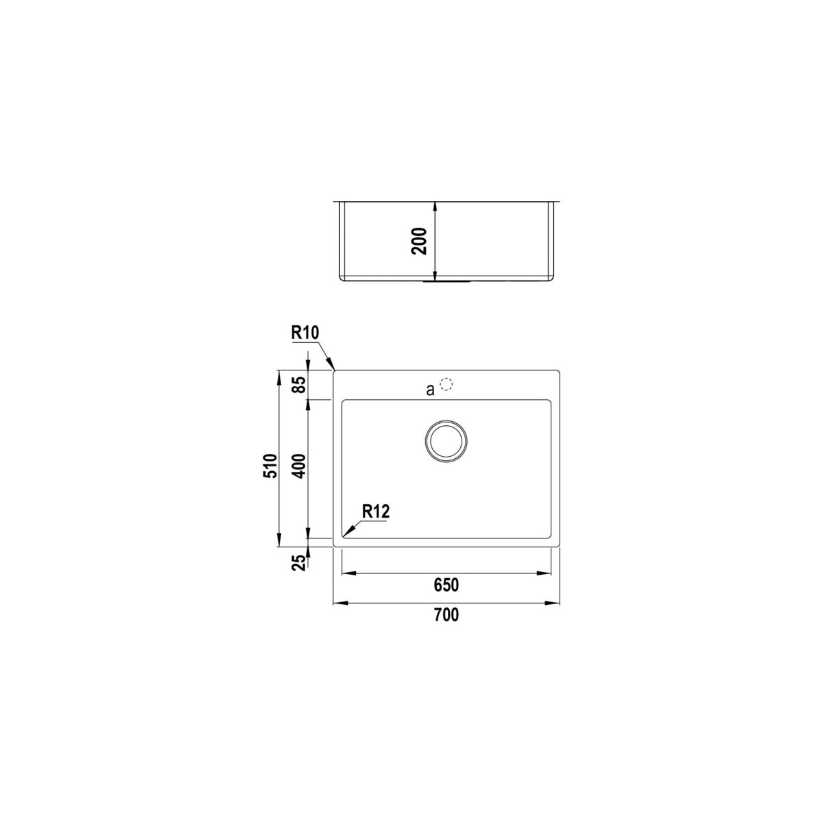 Schock TECPN1002L Lavello Monovasca 70x51, Inox