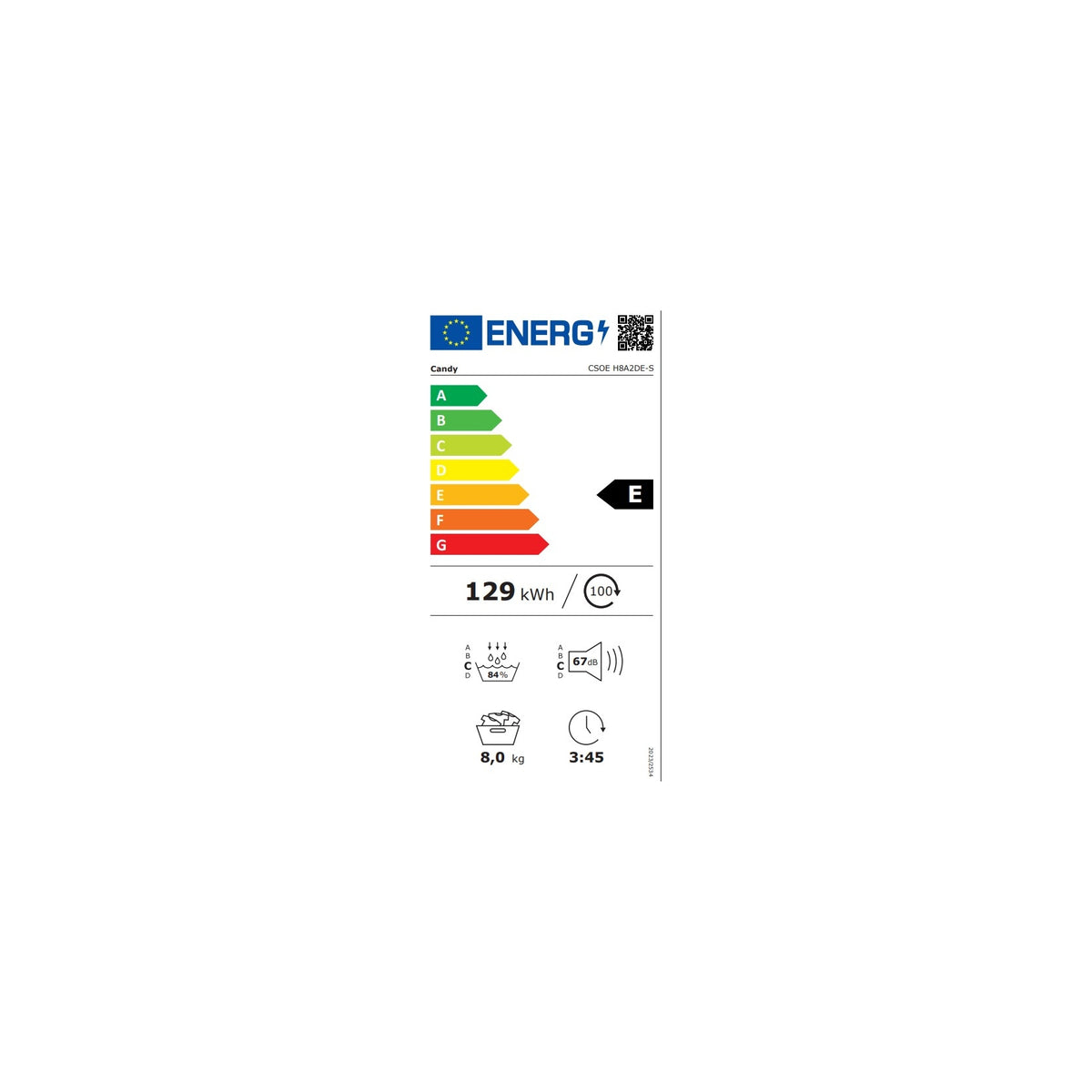 CANDY CSOE H8A2DE-S ASCIUGATRICE A POMPA DI CALORE 8KG WI-FI CLASSE E (EX A++) - CSOEH8A2DE-S