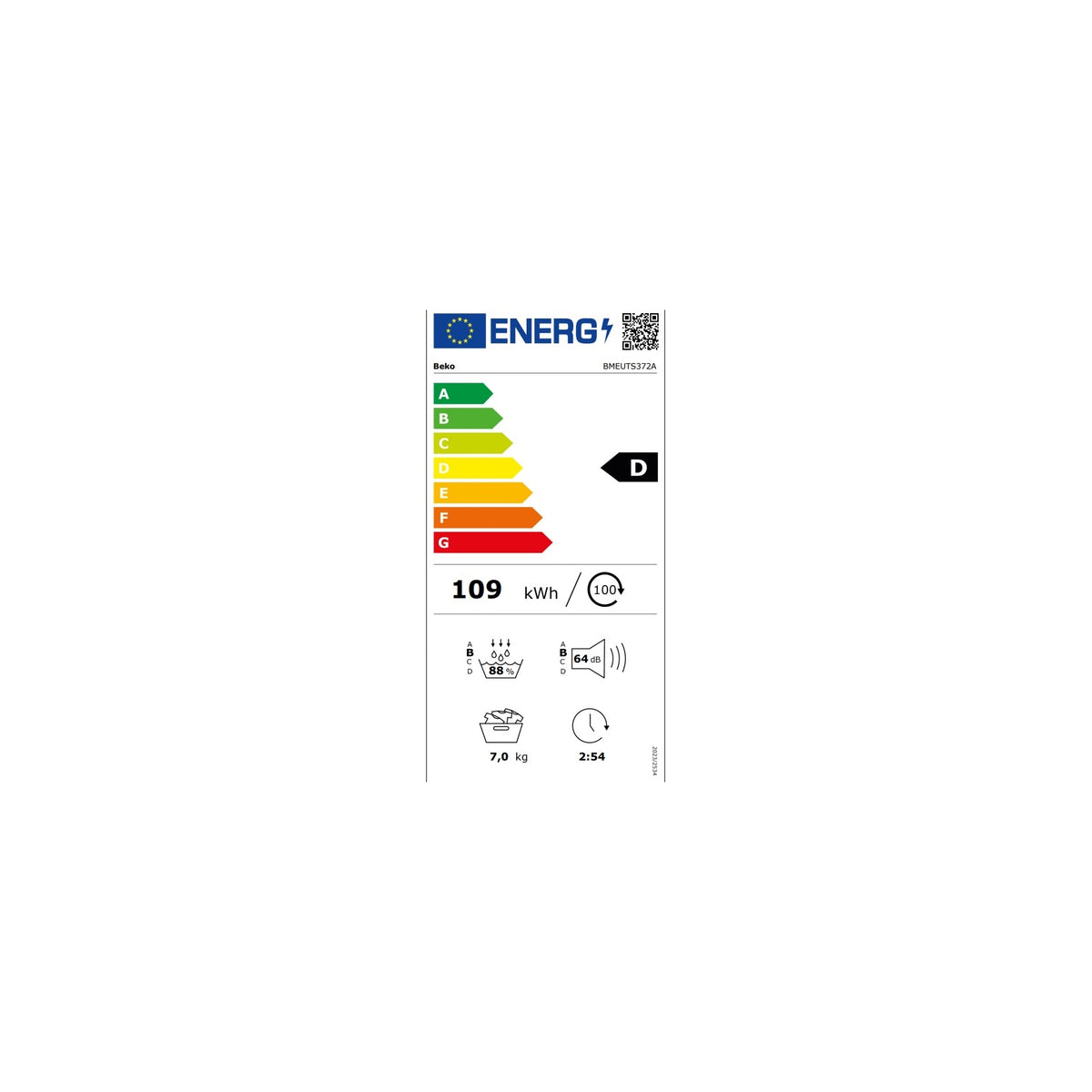 BEKO BMEUTS372A ASCIUGATRICE SLIM 55CM 7KG CLASSE D (EX A+++)