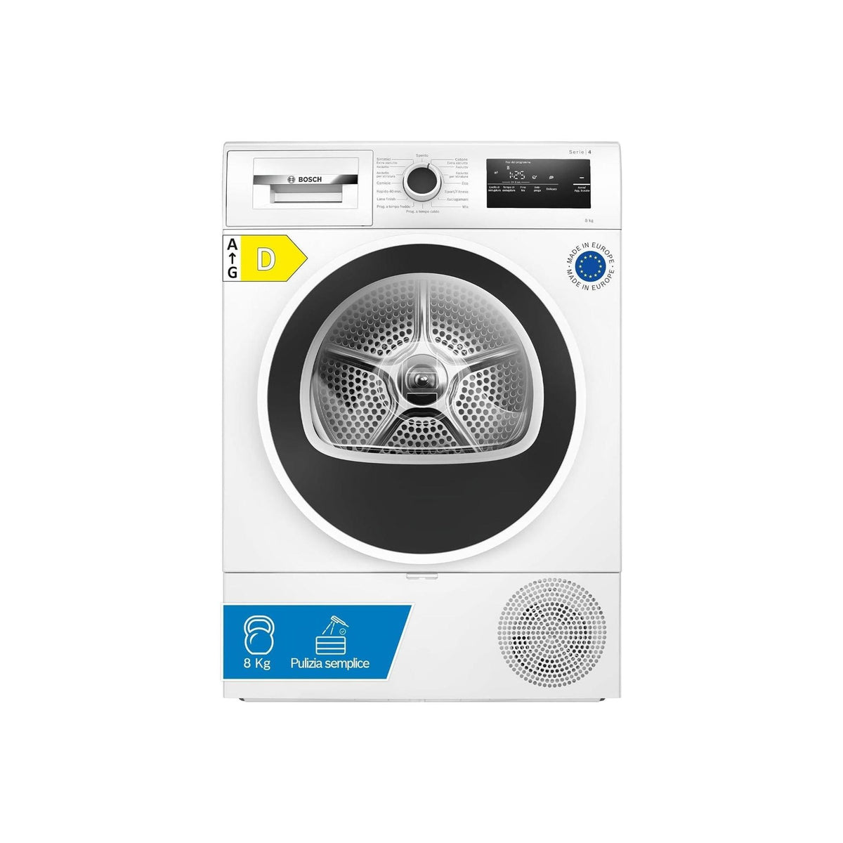 Bosch WTH85218II Asciugatrice a pompa di calore 8Kg, Classe D