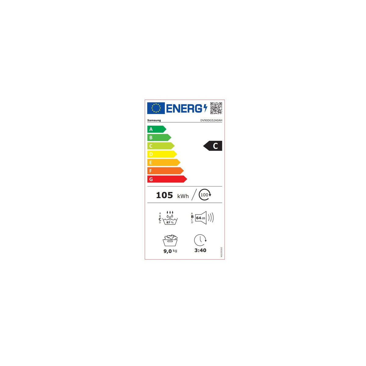 SAMSUNG DV90DG52A0AHET ASCIUGATRICE 9KG WIFI INVERTER CLASSE C