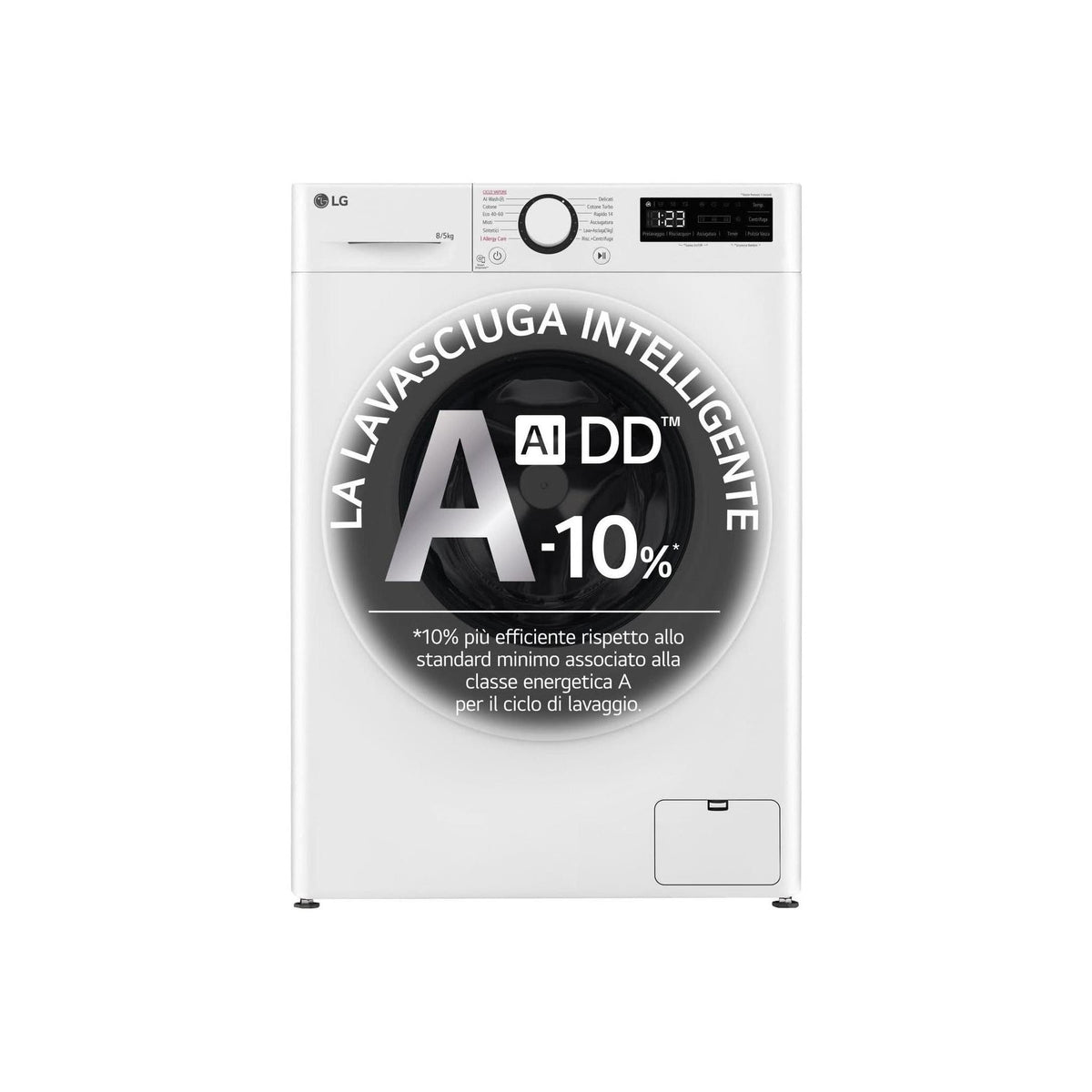 LG D2R3S08NSWW LAVASCIUGA SLIM 8/5 KG 1200 GIRI VAPORE AI WASH CLASSE A/E