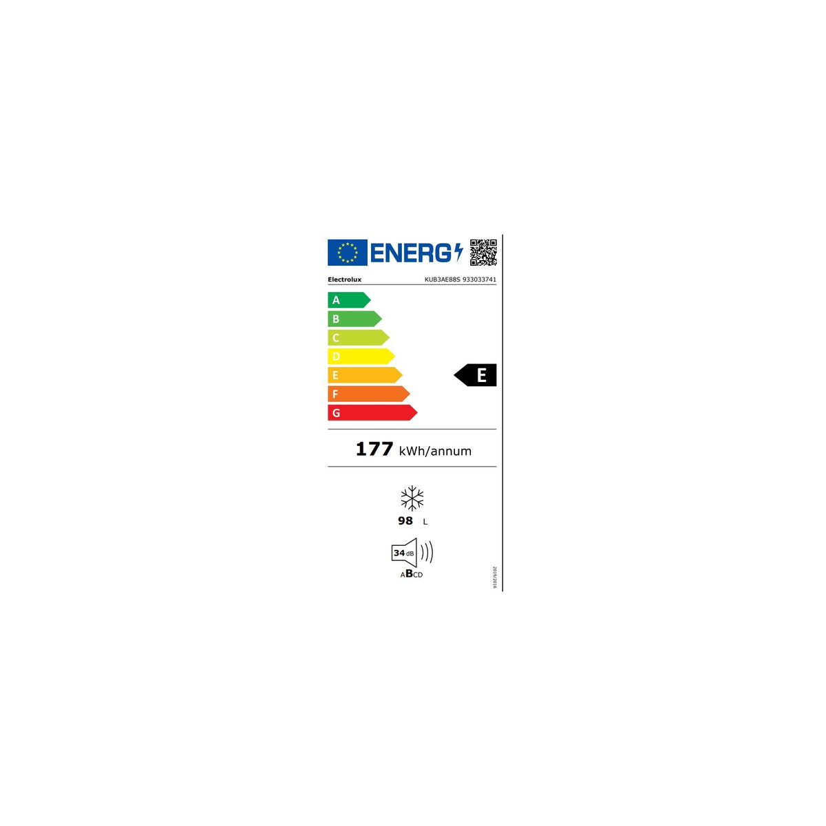 ELECTROLUX KUB3AE88S CONGELATORE VERTICALE DA INCASSO 98 LT LOW FROST CLASSE E COLORE BIANCO - PROMO