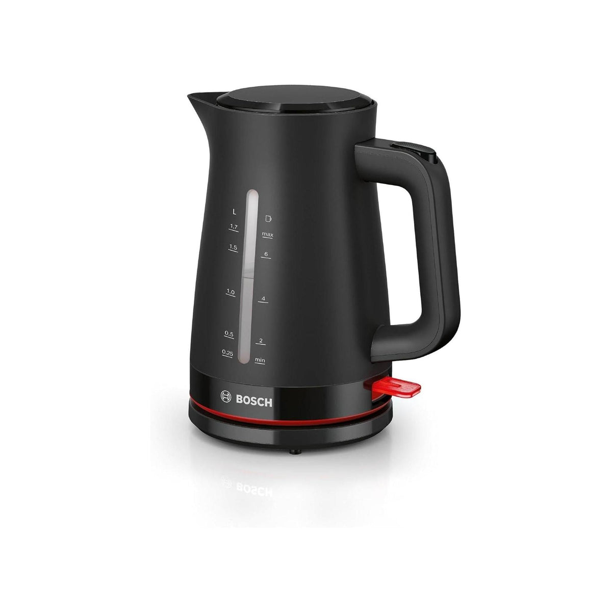 Bosch TWK3M123 Bollitore Elettrico, Capacità 1.7 LT, Riscaldamento Rapido, Filtro Anticalcare Removibile, Nero