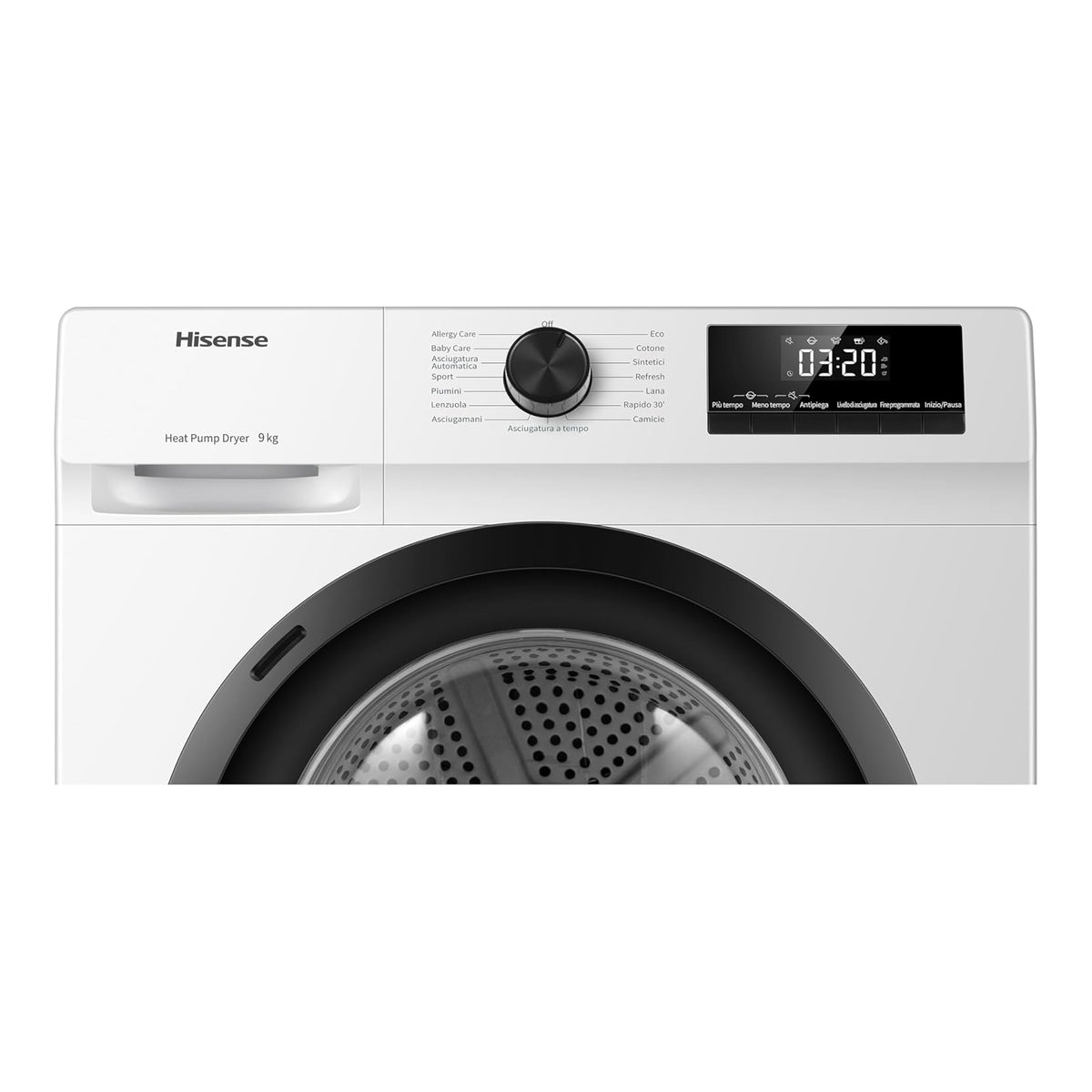 Hisense DHQE900UWDC Asciugatrice a Pompa di calore, 9 Kg, 15 programmi, Classe D