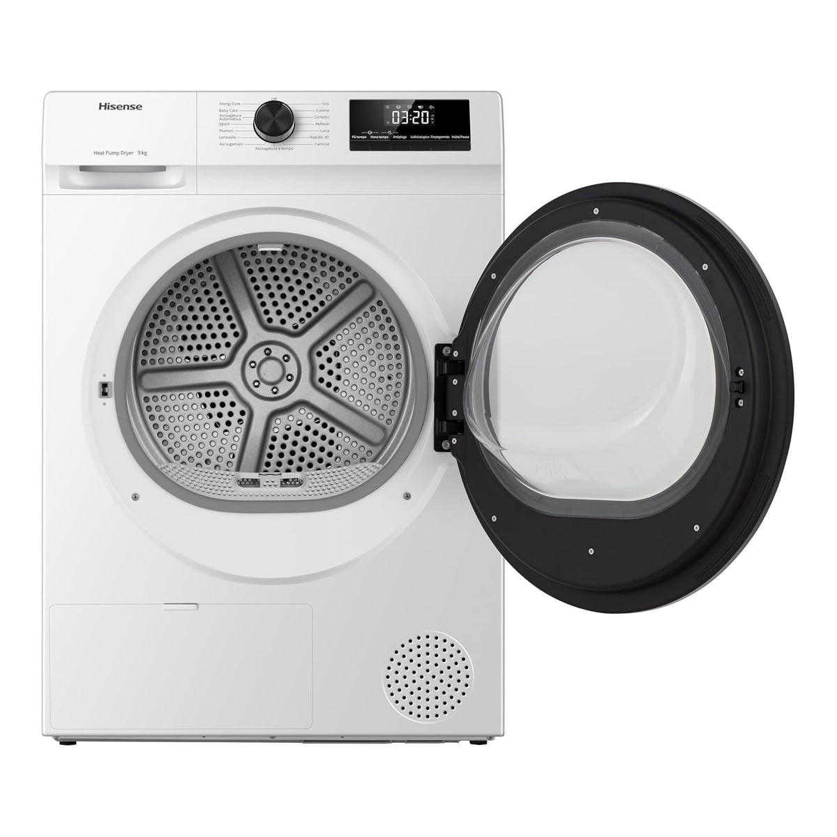 Hisense DHQE900UWDC Asciugatrice a Pompa di calore, 9 Kg, 15 programmi, Classe D