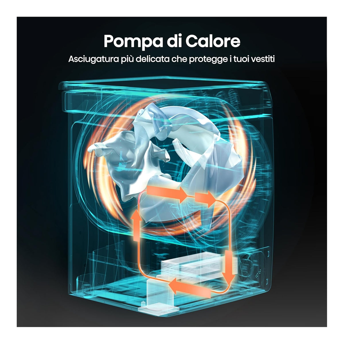 Hisense DHQE900UWDC Asciugatrice a Pompa di calore, 9 Kg, 15 programmi, Classe D