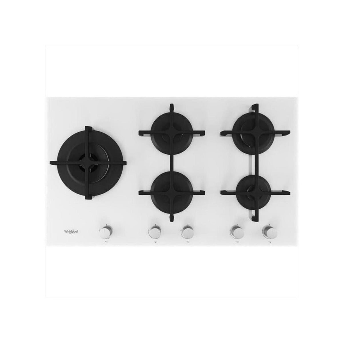 WHIRLPOOL GOA9523/WH PIANO COTTURA DA INCASSO 86 CM 5 FUOCHI A GAS GRIGLIE SINGOLE IN GHISA - VETRO BIANCO