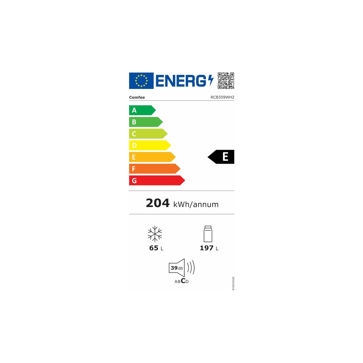 COMFEE RCB359WH2 FRIGORIFERO COMBINATO 262LT STATICO CLASSE E