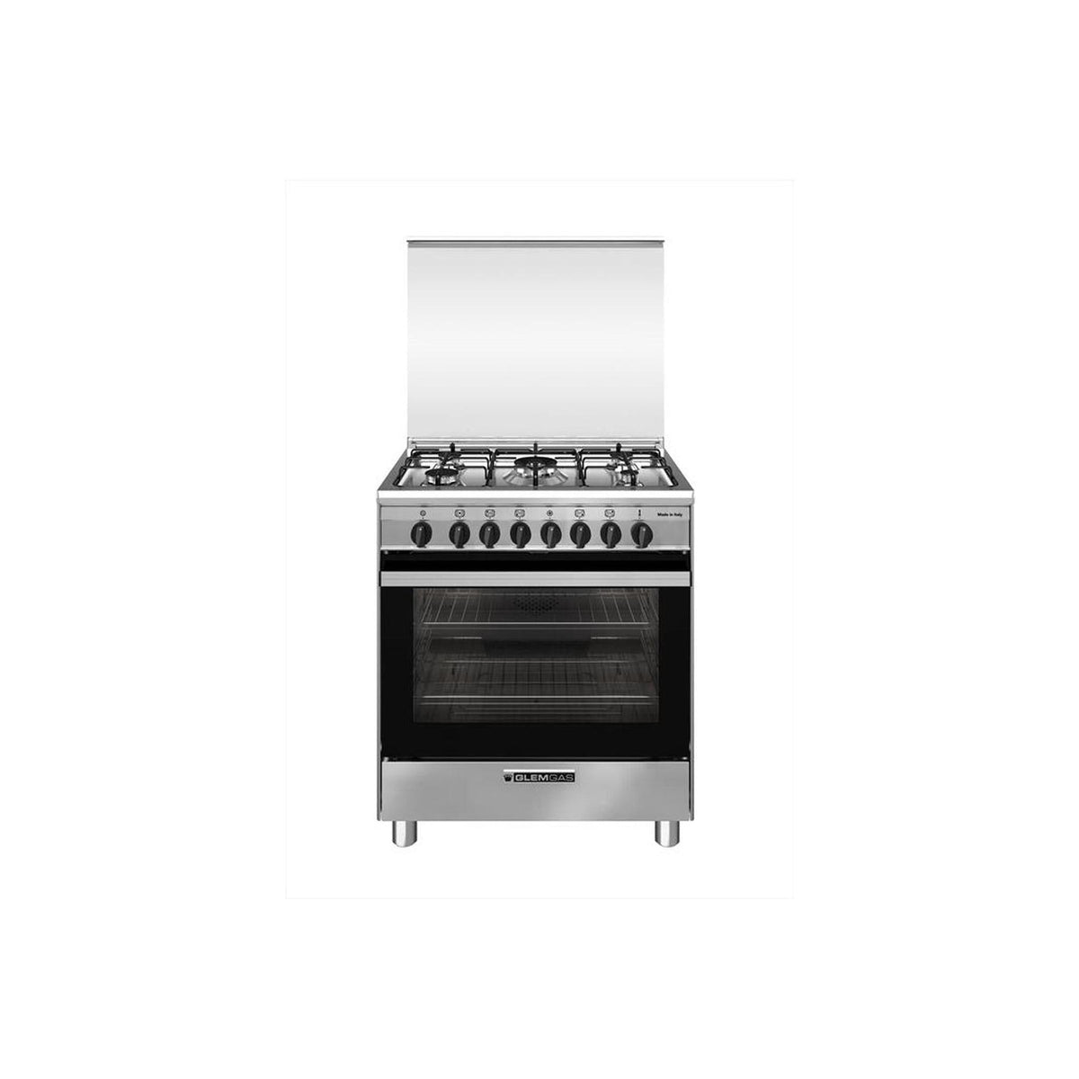 GLEM GAS SA765MI6 Cucina a gas 70x60cm, 5 fuochi, Forno Elettrico 67lt, Colore Inox