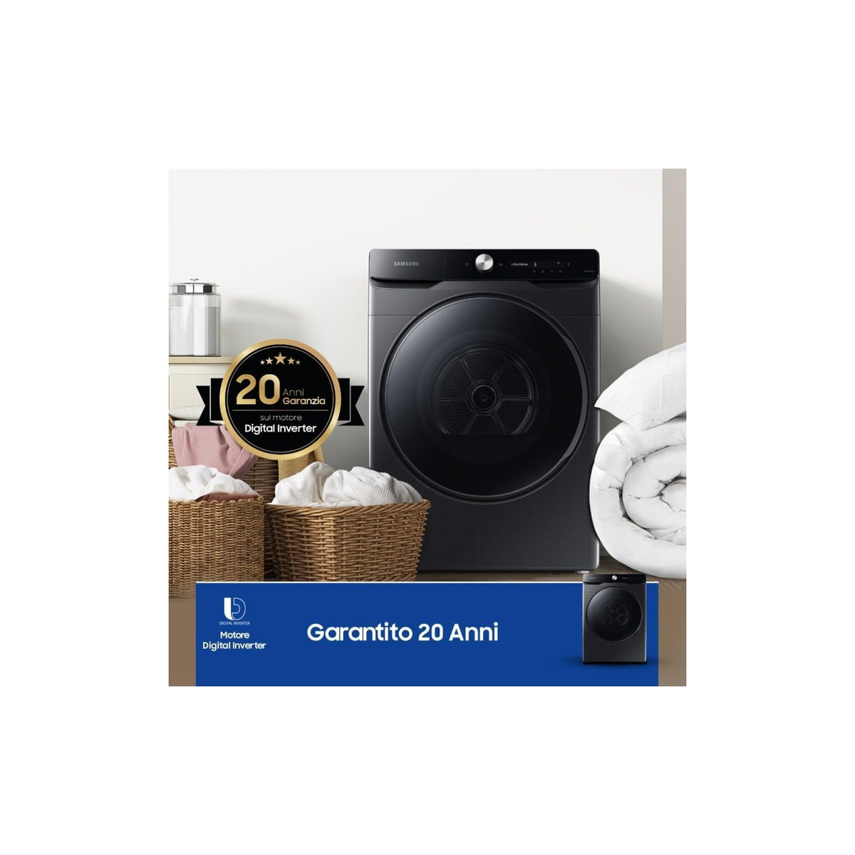 SAMSUNG DV16DG8600BVU3 ASCIUGATRICE A POMPA DI CALORE 16KG CLASSE A+++ - NERA