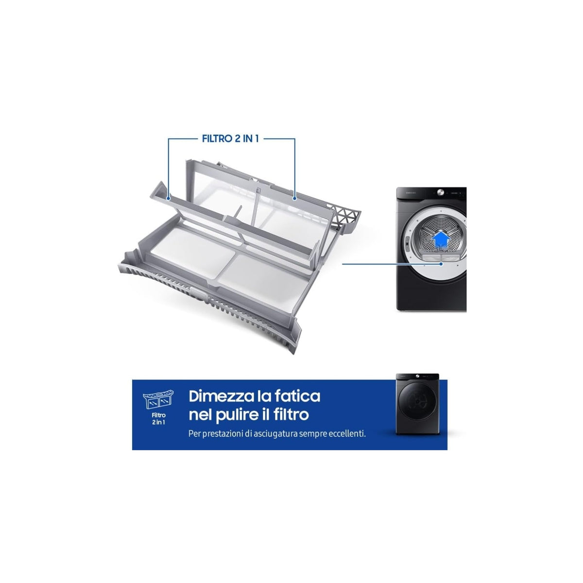 SAMSUNG DV16DG8600BVU3 ASCIUGATRICE A POMPA DI CALORE 16KG CLASSE A+++ - NERA
