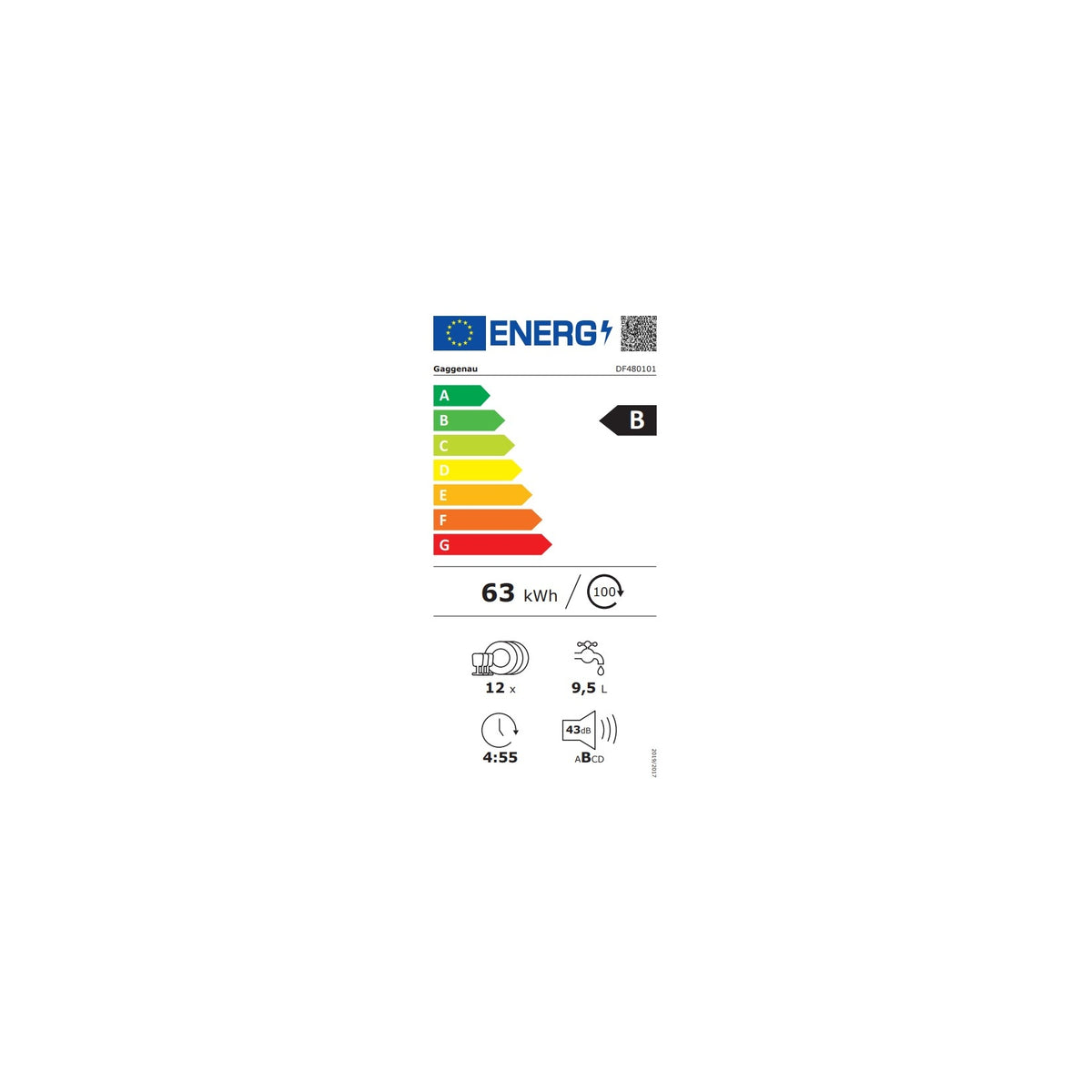 GAGGENAU DF480101 LAVASTOVIGLIE DA INCASSO 12 COPERTI CLASSE B