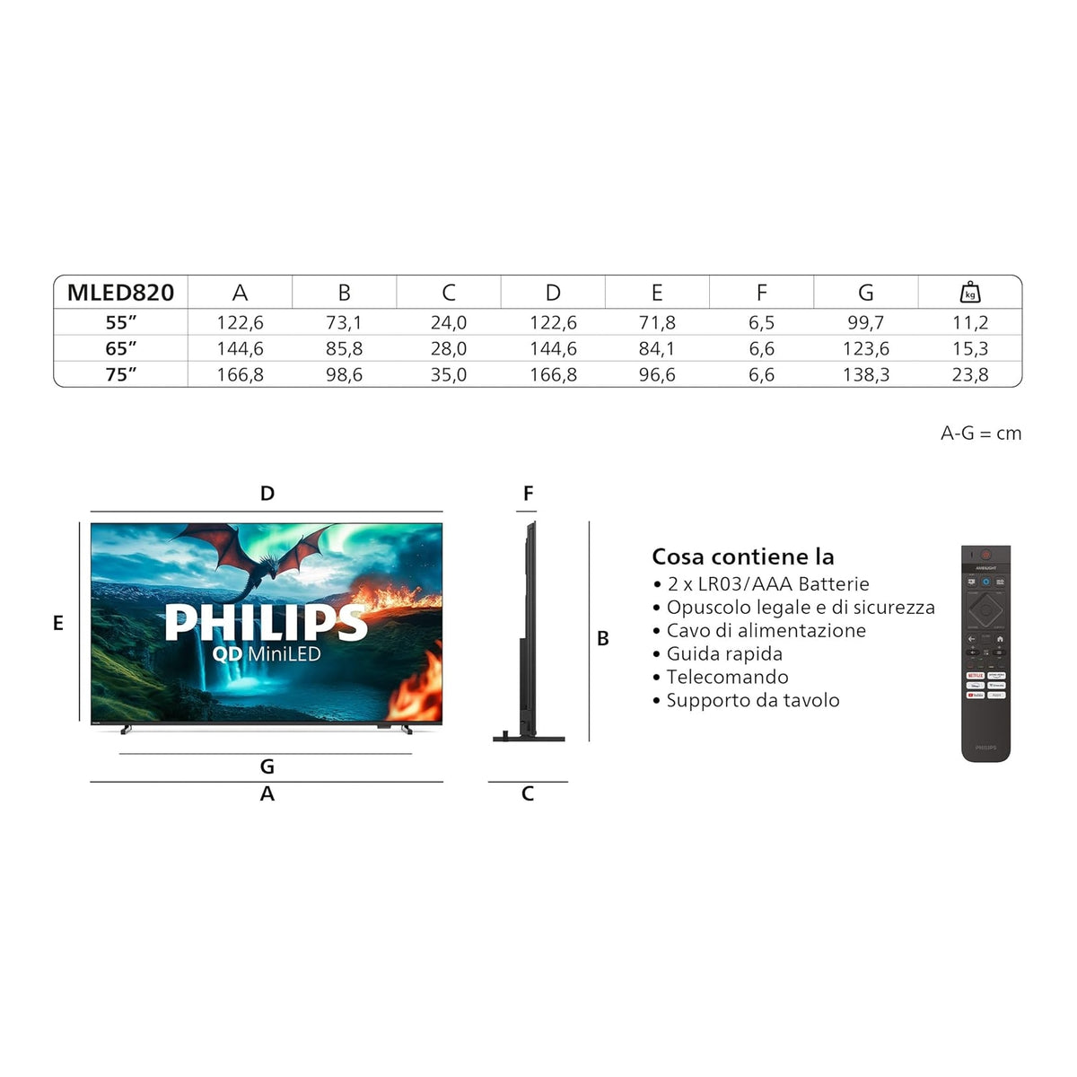 PHILIPS 55MLED820/12 TV MINI LED 55' SMART TV UHD 4K WIFI