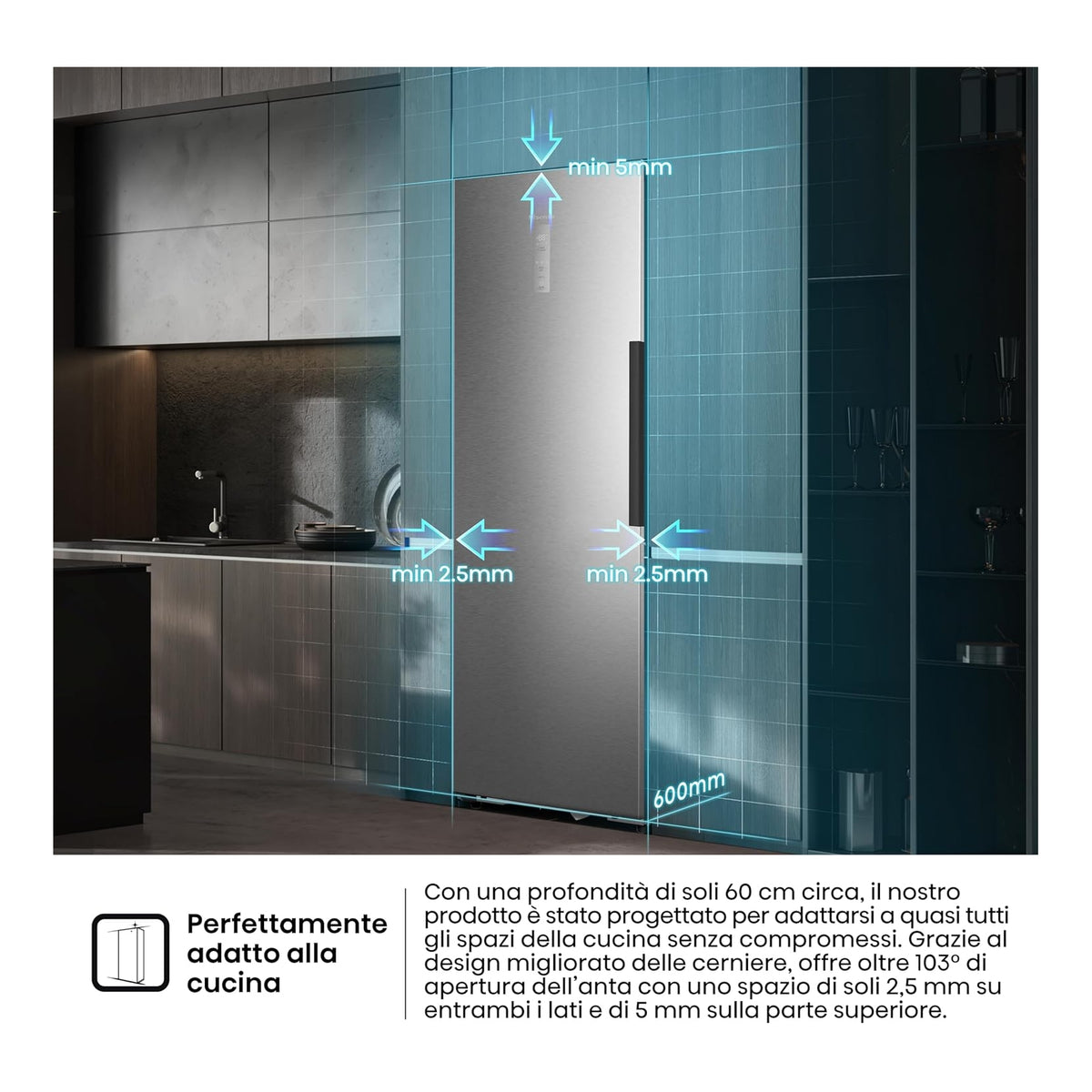 HISENSE FT3K310SEIE CONGELATORE VERTICALE 312LT TOTAL NO FROST INOX CLASSE E