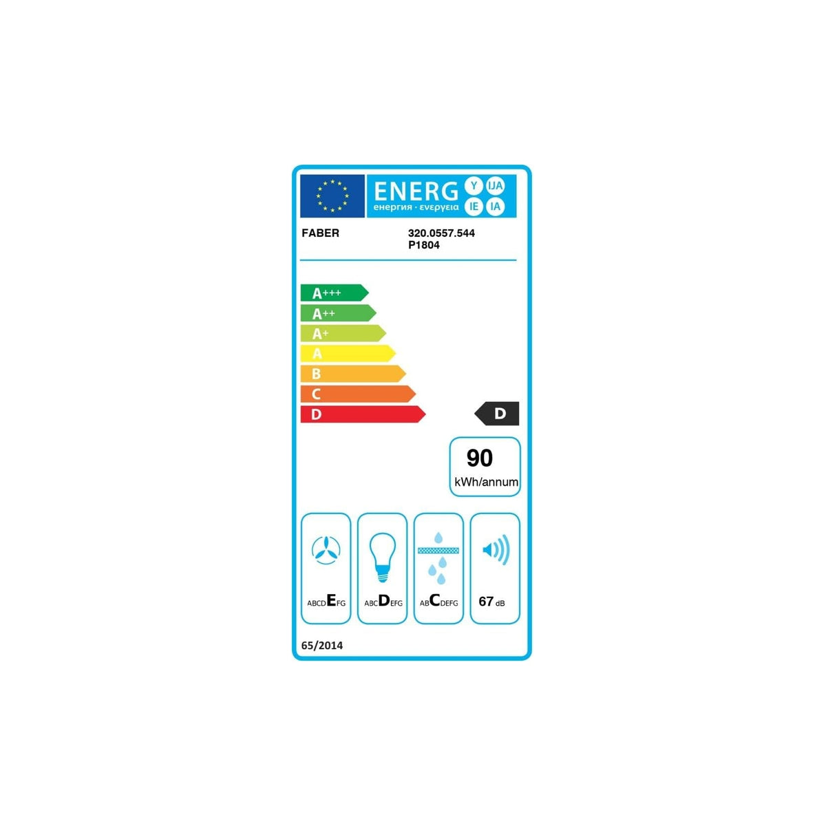 FABER PB BK A90 CAPPA A PARETE ASPIRANTE 90CM NERA CLASSE D - 320.0557.544