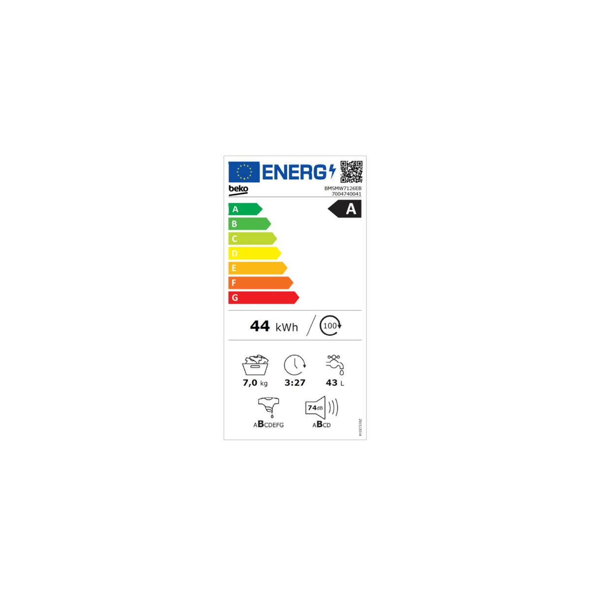 BEKO BMSMW7126EB Lavatrice 7kg Slim 50cm, 1200 Giri, Classe A