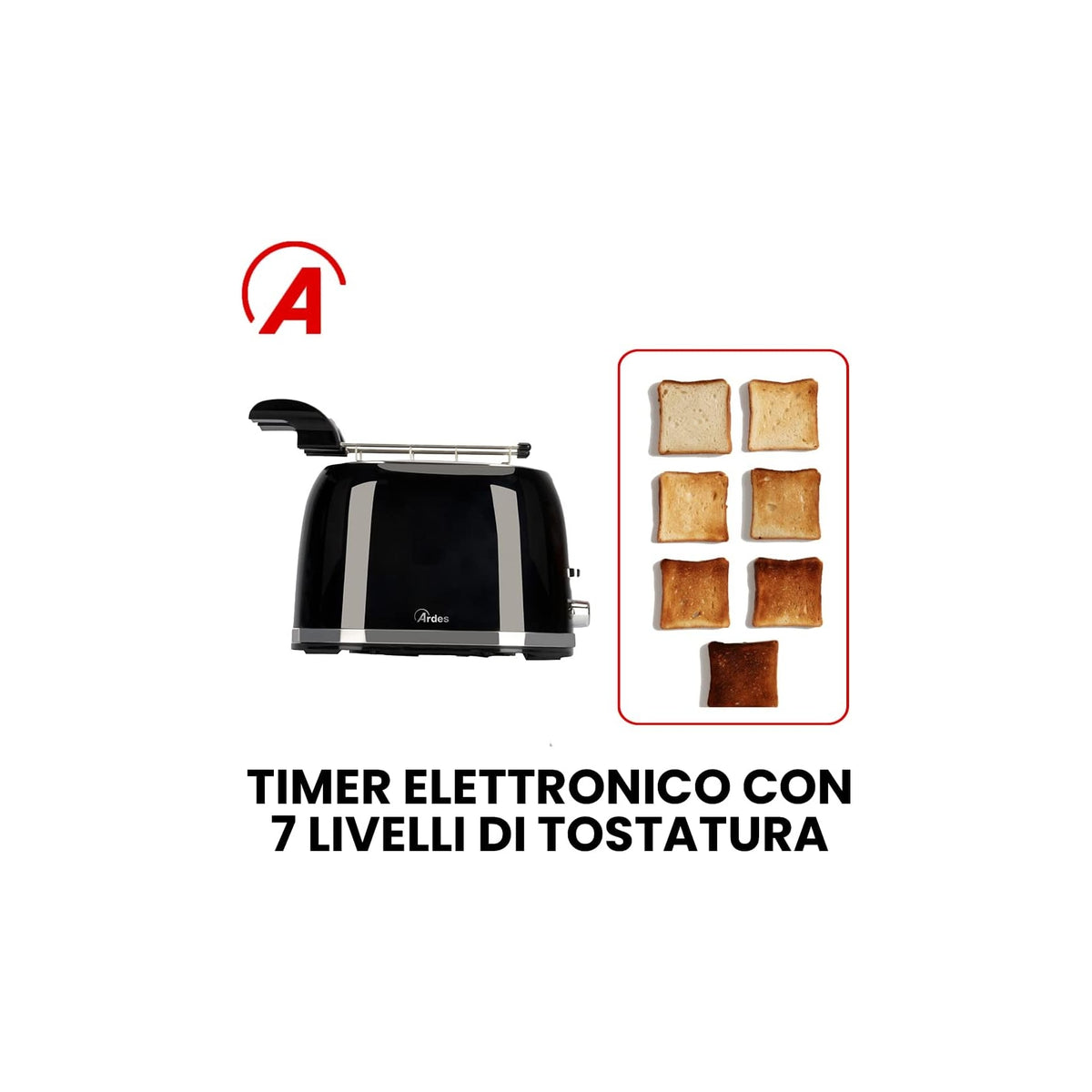 ARDES ARDTOAST03 TOSTAPANE 2 SCOMPARTI SEPARATI NERO