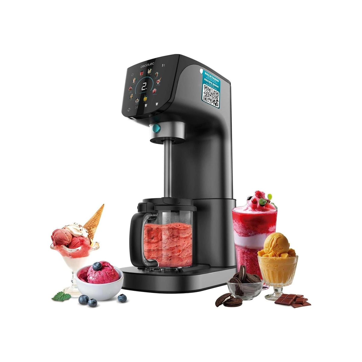 Cecotec CreamOn GELATEC2100 Gelatiera Macchina per Gelato/Dessert, Capacità 2.1Lt