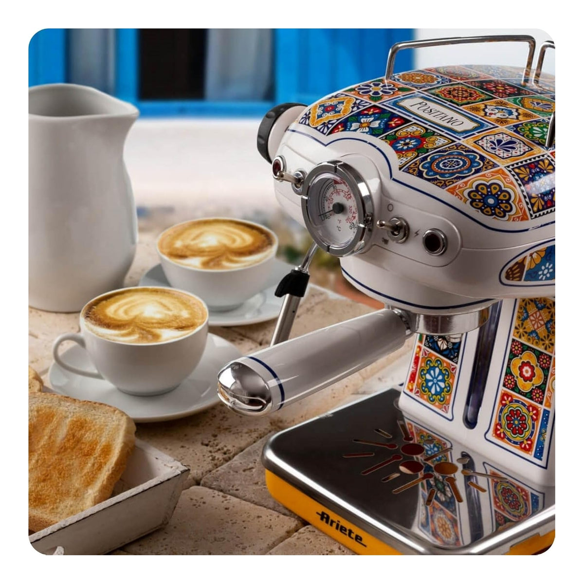 Ariete 1389 Macchina da caffè Positano, 850W, Capacità serbatoio 0,9L, Cappuccinatore