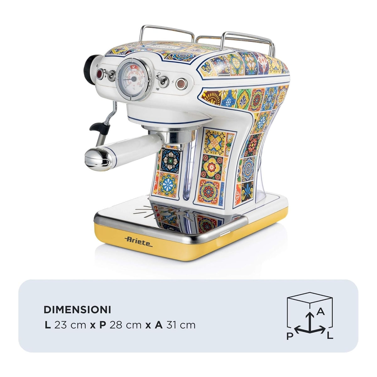 Ariete 1389 Macchina da caffè Positano, 850W, Capacità serbatoio 0,9L, Cappuccinatore