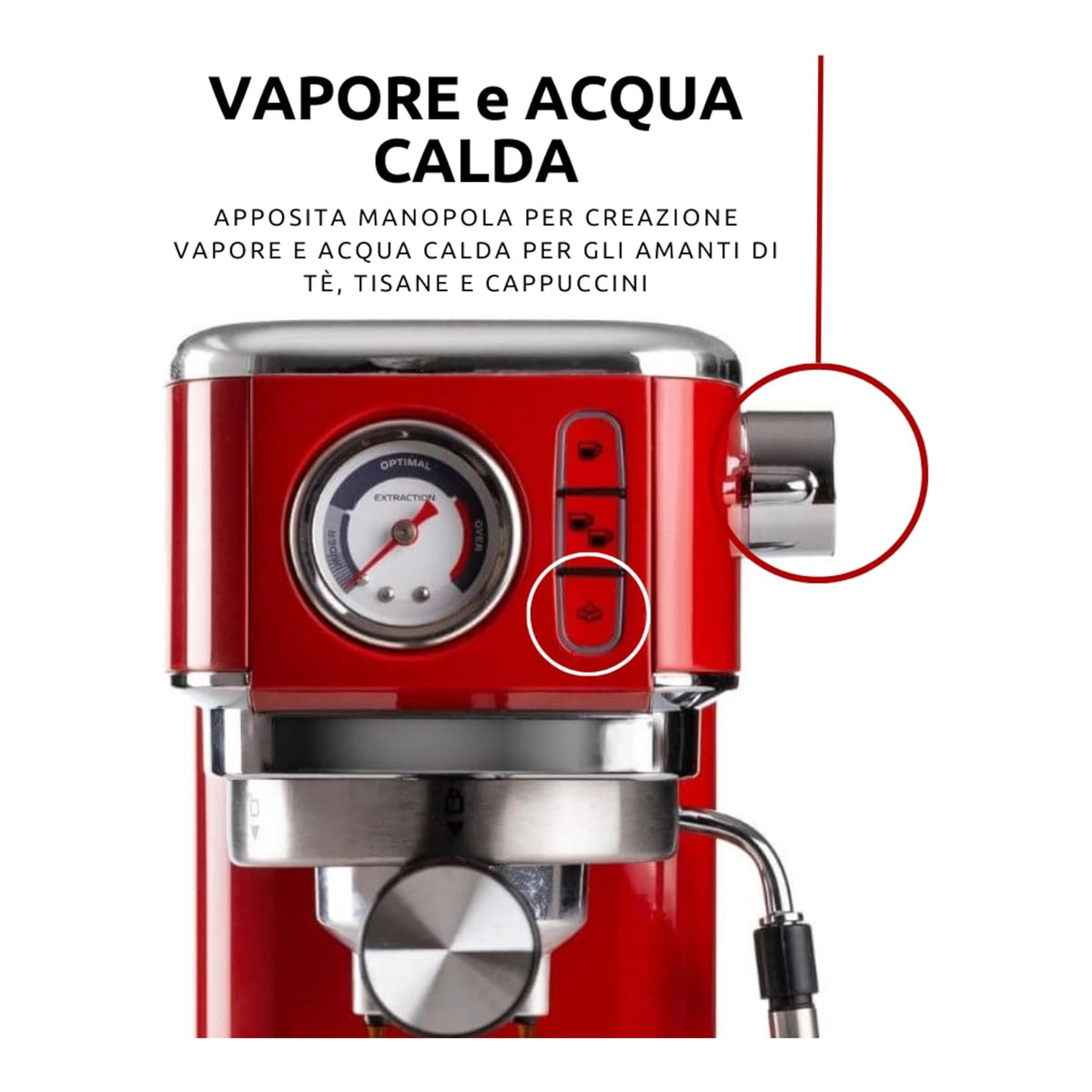 ARIETE 1381 MACCHINA DA CAFFE' ESPRESSO PER CIALDE O MACINATO 1300W SERBATOIO 1,1 LT ROSSO