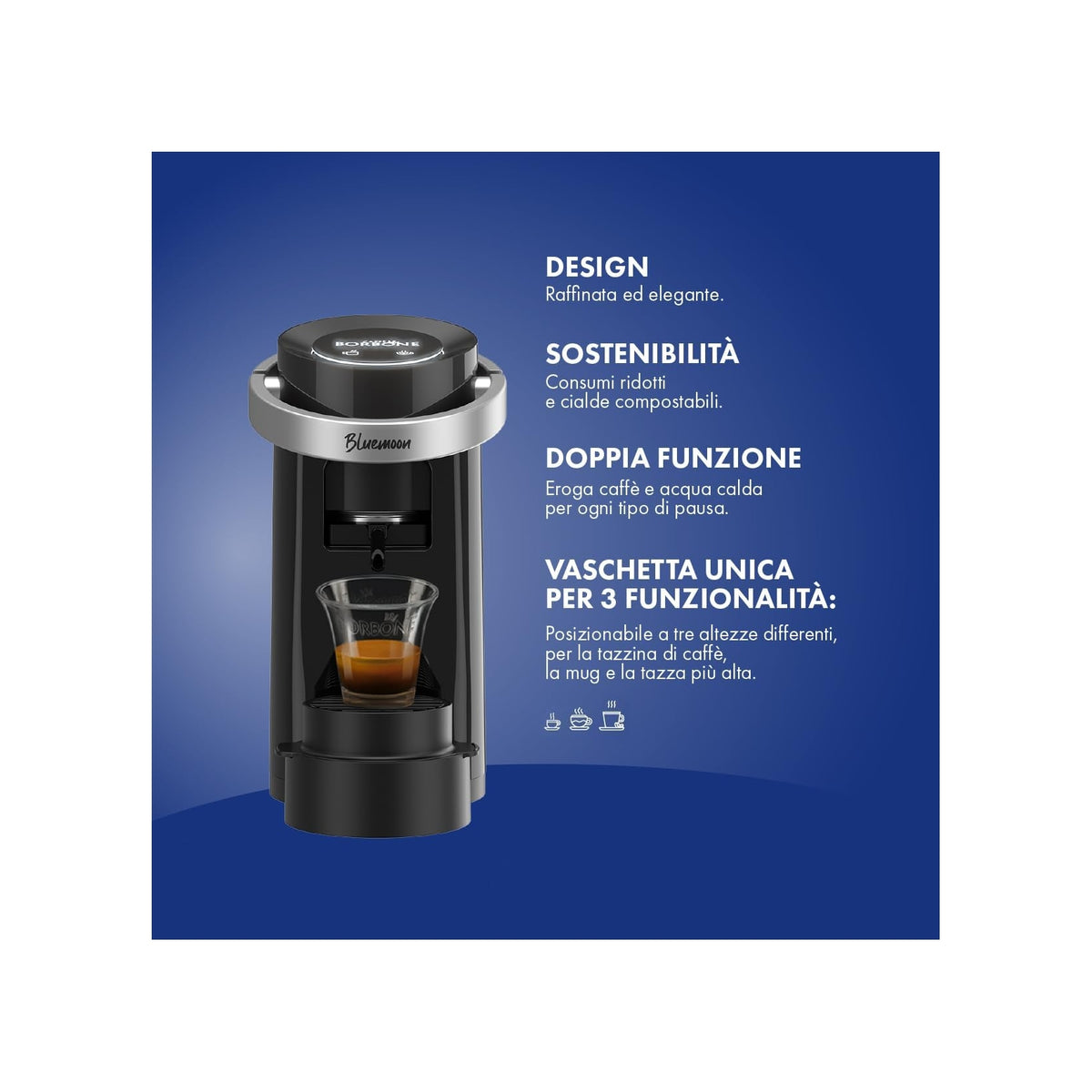 CAFFE BORBONE BLUEMOON/BLK MACCHINA DA CAFFE' 1 TAZZA PER CIALDE - NERO