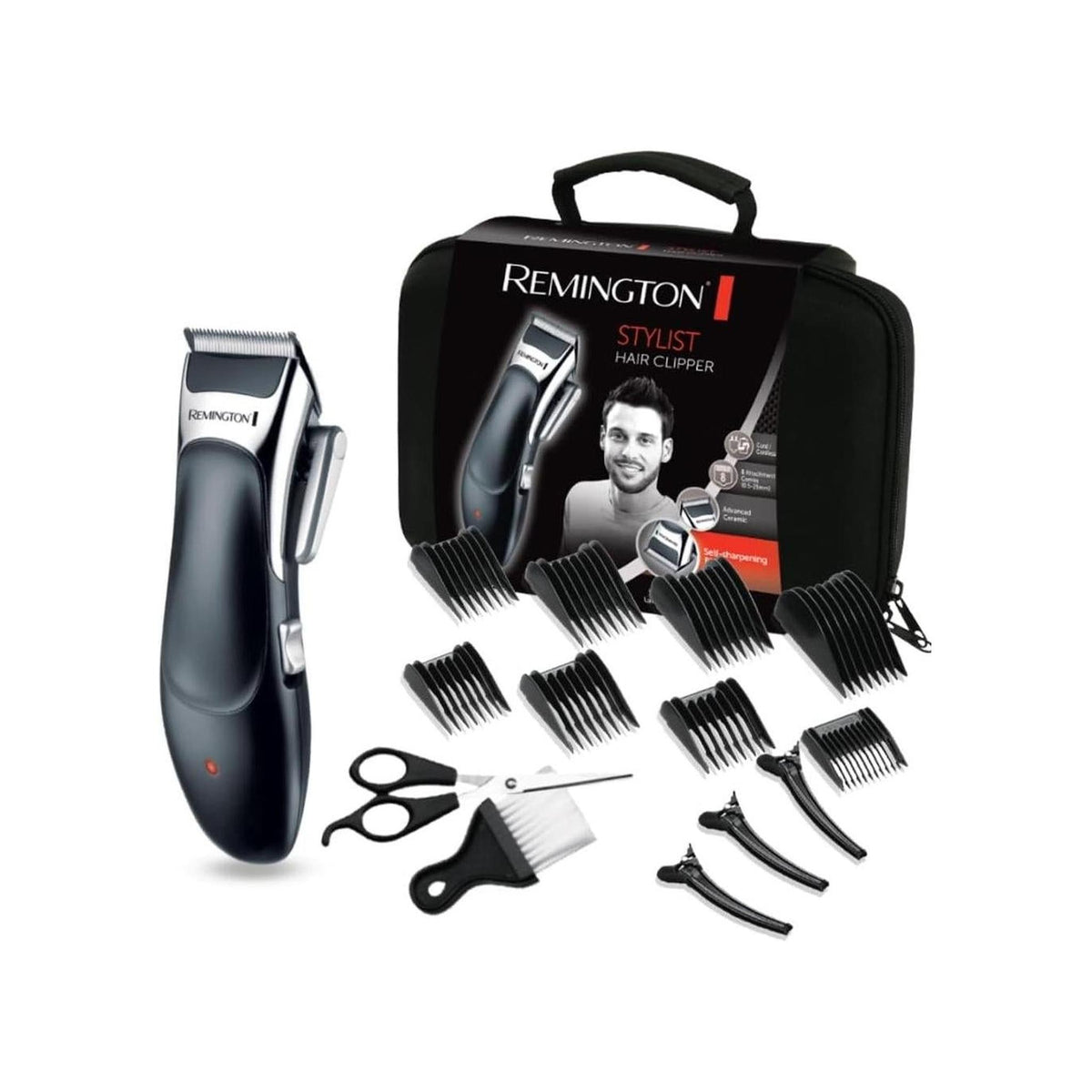 REMINGTON HC363C Set tagliacapelli con 8 pettini colore nero