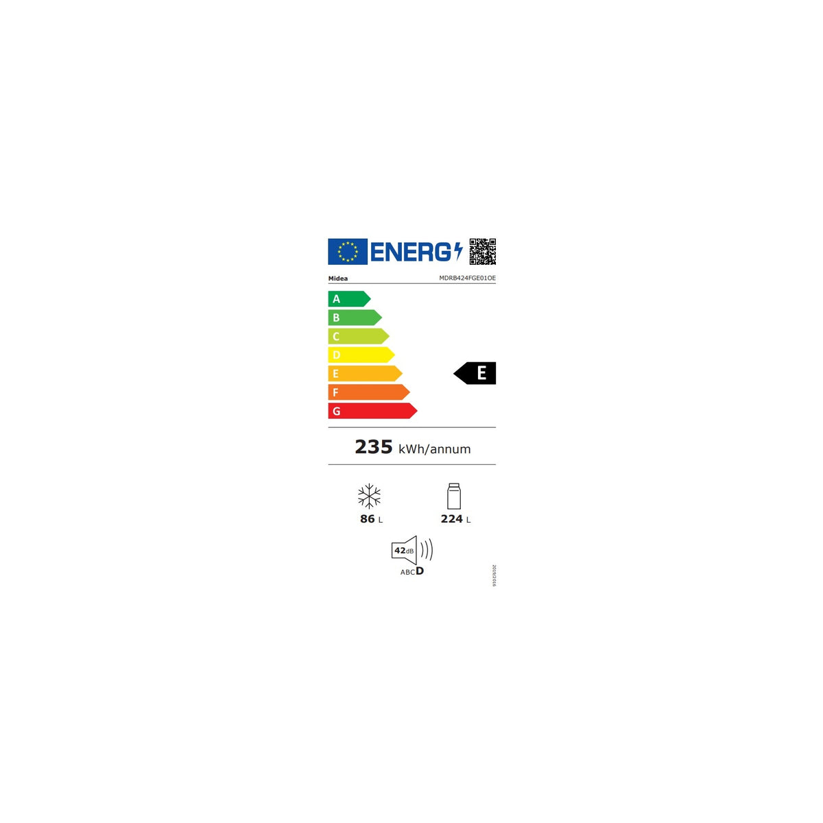MIDEA MDRB424FGE01OE FRIGORIFERO COMBINATO 310LT NO FROST CLASSE E BIANCO