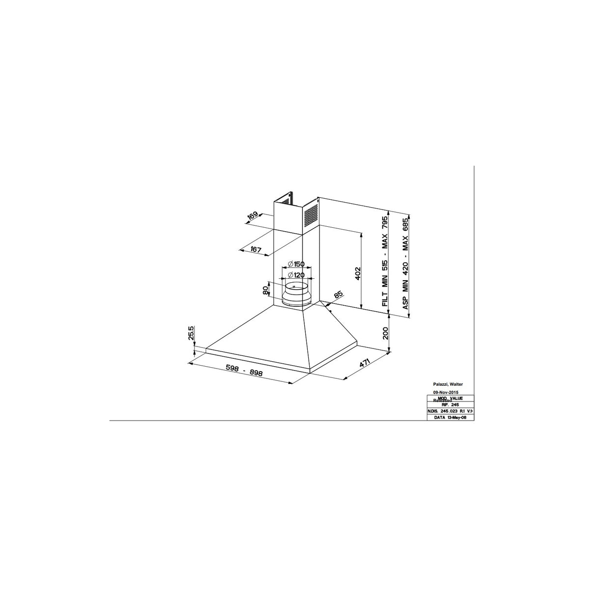 Faber EGEA PLUS X A60 Cappa a parete 60cm Inox - 320.0557.531