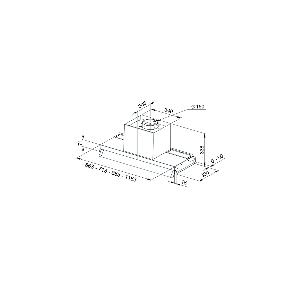 Galvamet MAGIC 75 Cappa da incasso Aspirante 75 cm, Inox - 0IOPT075A250L