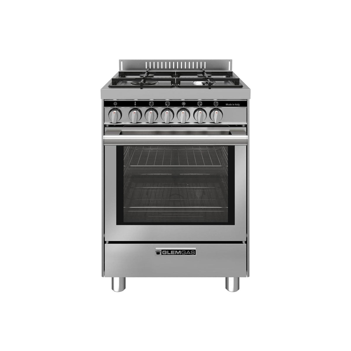 Glem Gas ST664MI Cucina a Gas 60x60Cm, 4 Fuochi, Forno Elettrico, Classe A+, Colore Inox