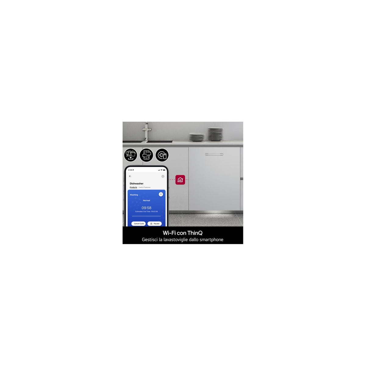 Lg DB375TXS Lavastoviglie da incasso 14 Coperti Wifi Classe A