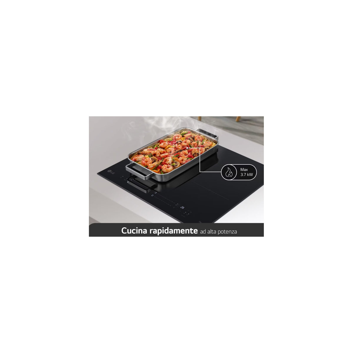 Lg CCI7Z2438BA Piano cottura a Induzione 60cm, 4 zone e 2 flex, Wifi - Nero