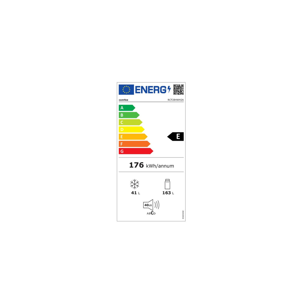 COMFEE' RCT284WH2A Frigorifero Doppia porta Statico 204lt Classe E - Bianco