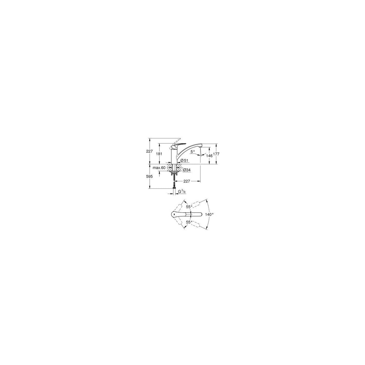 GROHE 332812433 Eurosmart Miscelatore monocomando per lavello - Nero opaco